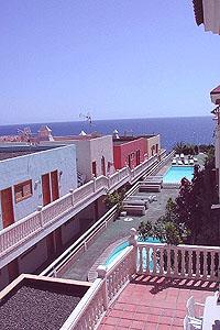 Appartement in Appartementanlage, Blick auf den Innenhof der Anlage auf La Palma