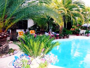 Großer Pool mit Sonnenliegen Großer Pool mit Sonnenliegen