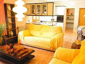 Wohnzimmer und offene Küche Wohnzimmer und offene Küche