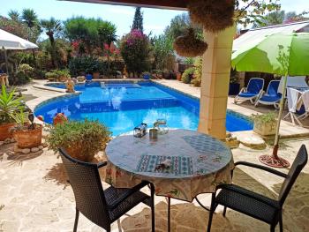 Poolterrasse mit Sonnenliegen